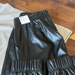 Journey Black Faux Leather Joggers for Women